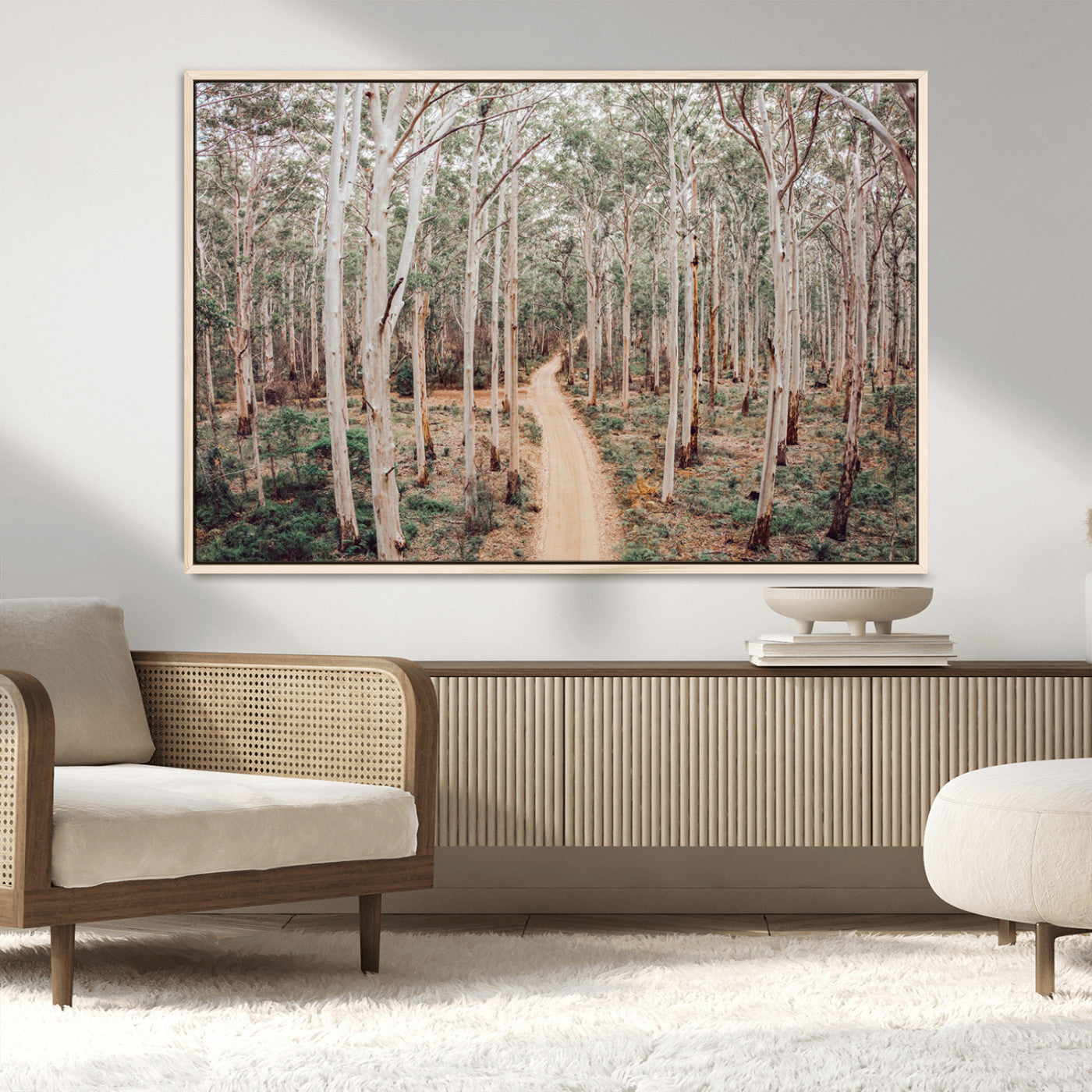 24760563-MGV-CV-36X24-Forest Dirt Road Canvas Wall Art Print, Scenic Woodland Pathway, Tall Trees Nature Canvas for Living Room or Office 1 Panel Wrapped Canvas