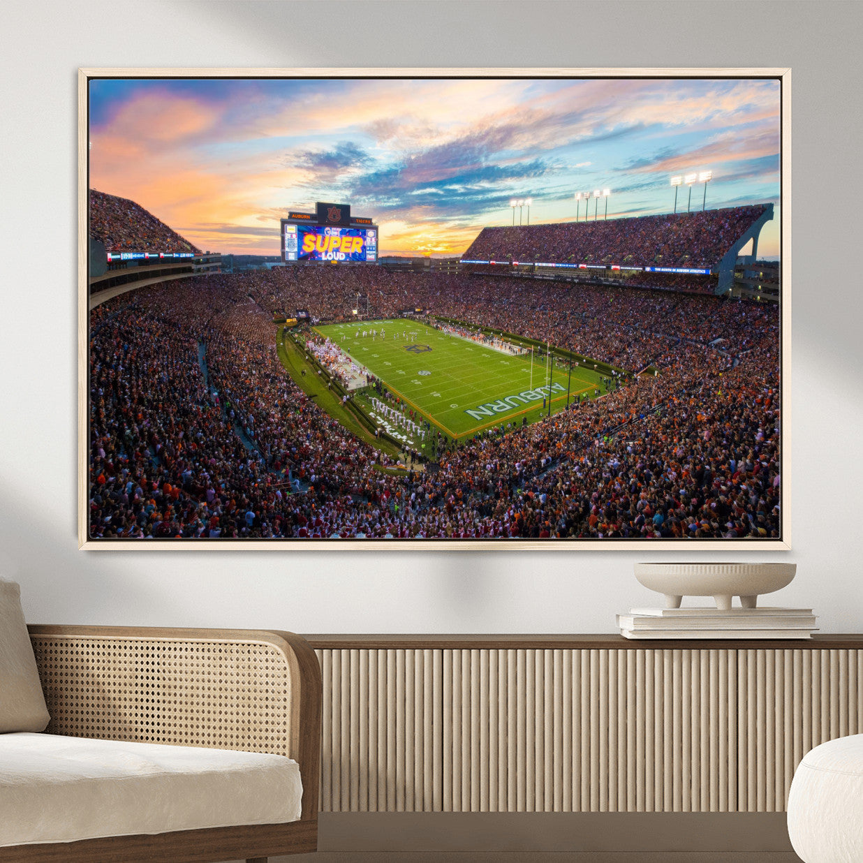 29755746-MGV-CV-36X24-Jordan-Hare Stadium Wall Art Canvas Print, Football Stadium Aerial View, College Sports Art for Man Cave or Game Room