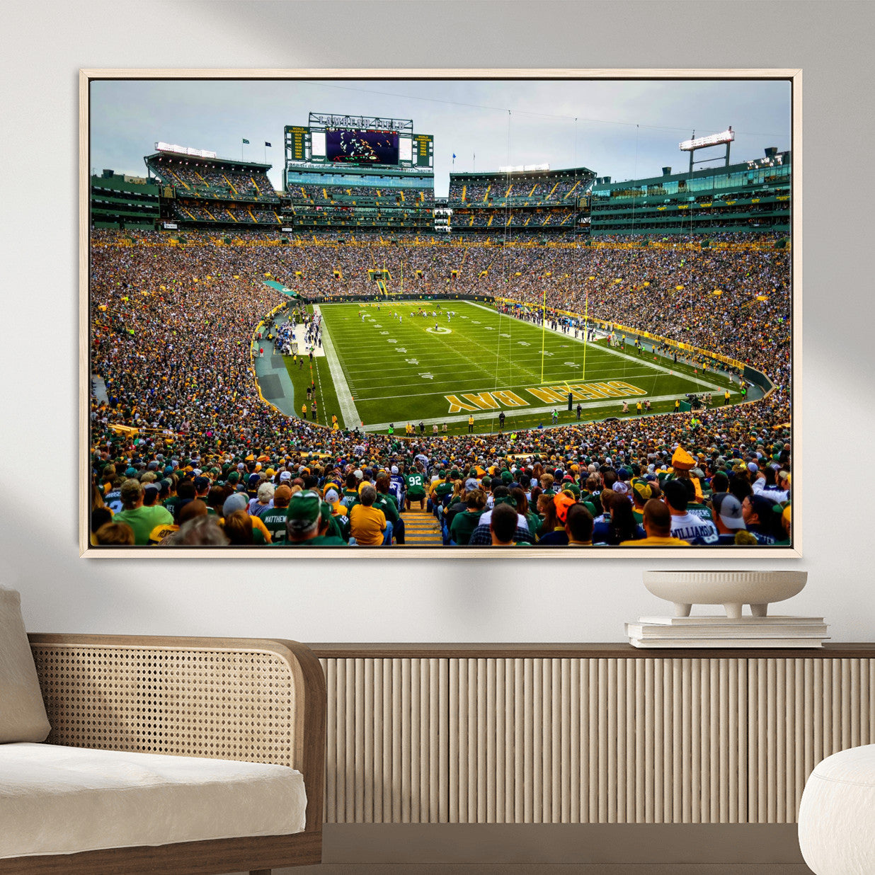 GBP101-MGV-FC-36X24 - Green Bay Packers Lambeau Field Stadium Wall Art Canvas Print, Iconic NFL Football Stadium Artwork, Wisconsin Sports Home Decor