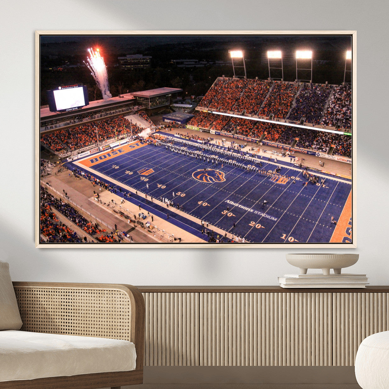 BS1001S-MGV-FC-36X24 - Boise State Broncos Albertsons Stadium Wall Art Canvas Print