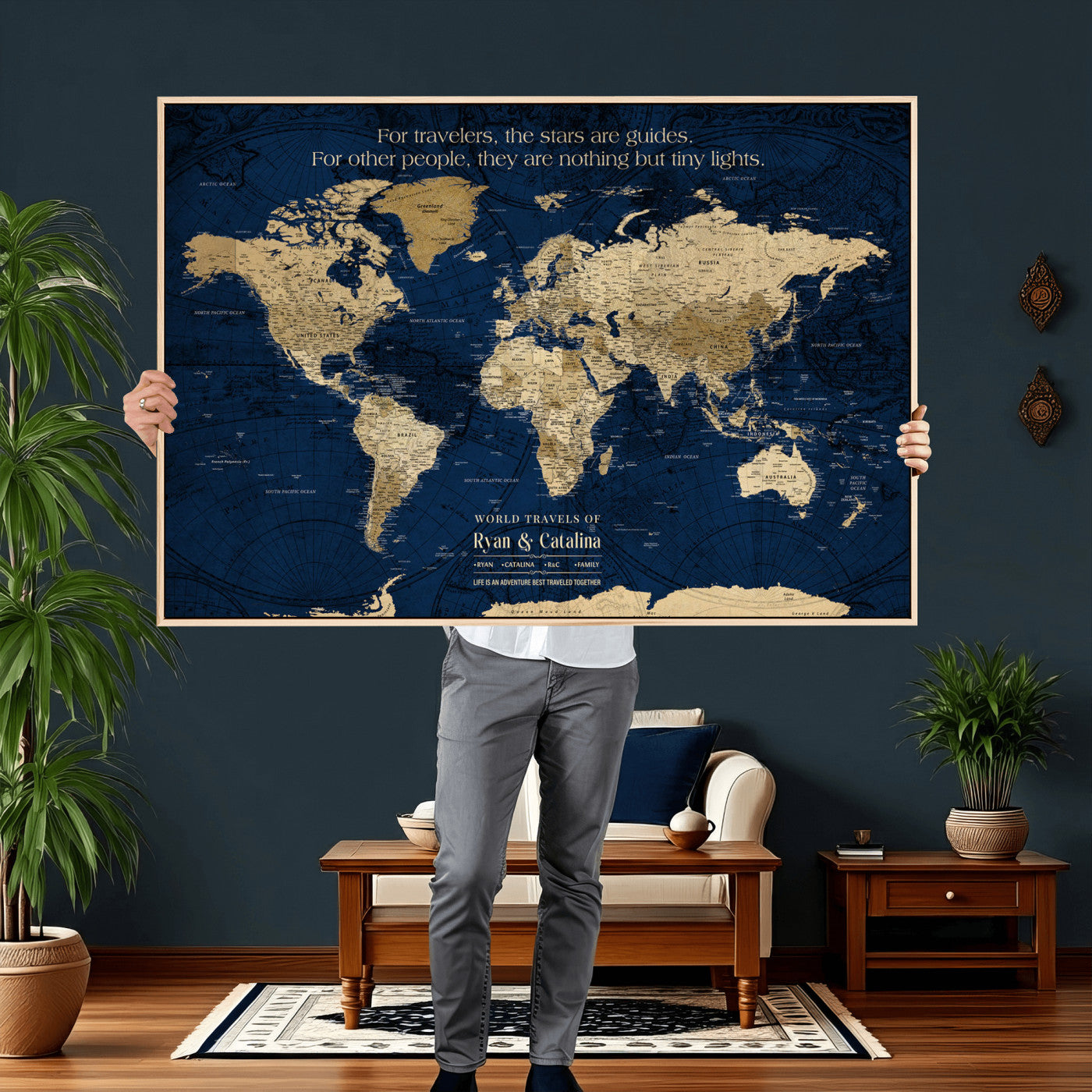 12665245-MGV-FC-36X24 - Personalized Push Pin World Map Wall Art Canvas Print with Pins – Customize Travel Tracker Map for Home and Office Décor