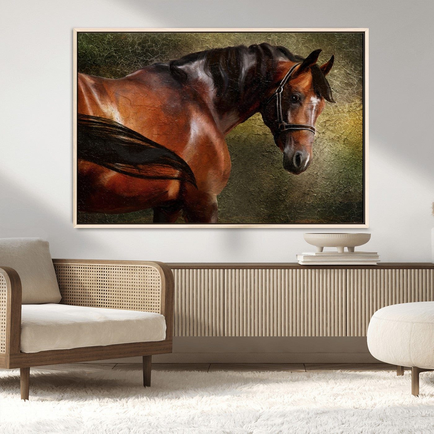 76810-MGV-CV-36X24-Majestic Brown Horse Wall Art Canvas Print – Framed Equestrian Artwork with Elegant Stallion Artwork for Home or Office Decor