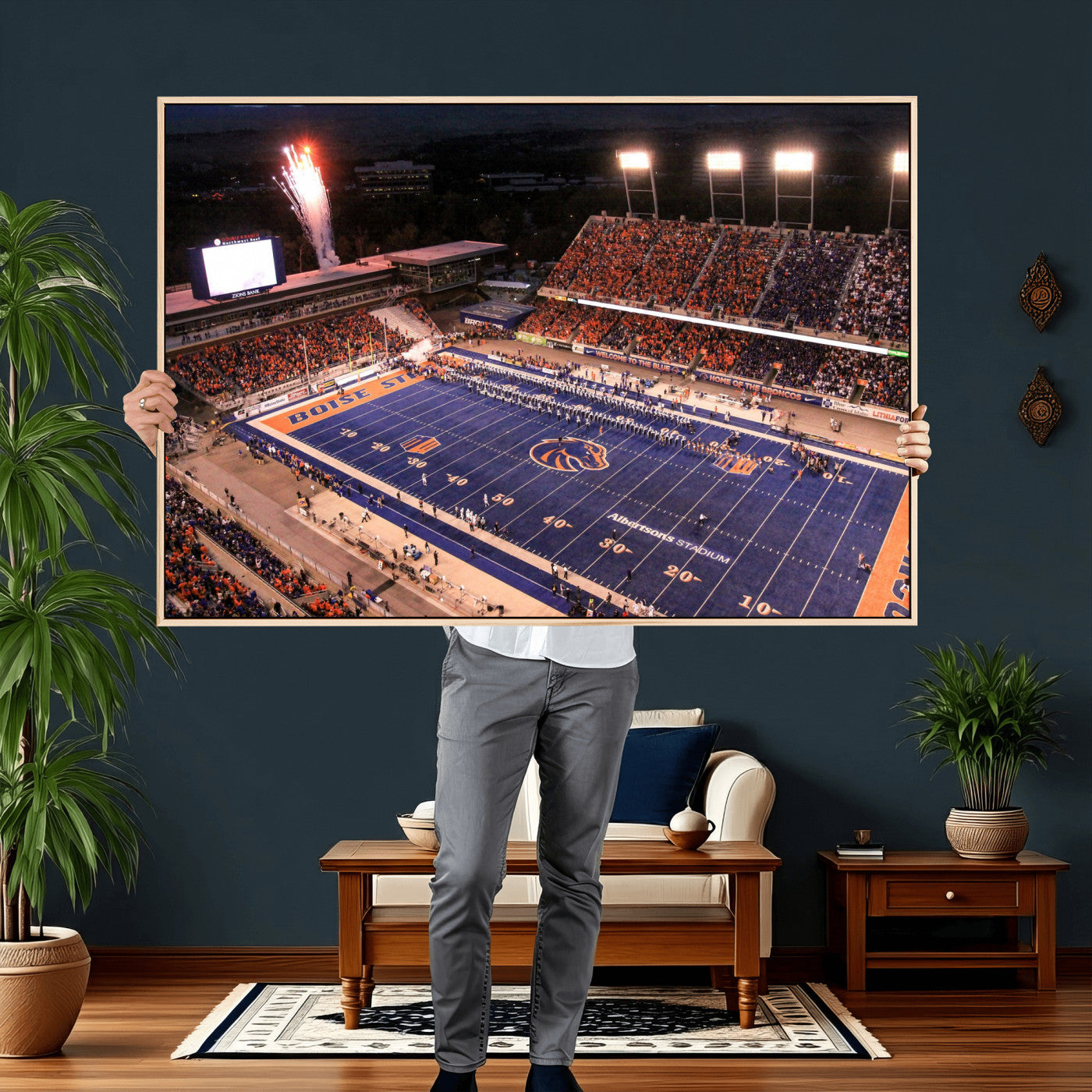 58849575-MGV-CV-36X24 - Boise State Stadium Large Wall Art Canvas Print for Living Room Office Wall Decor