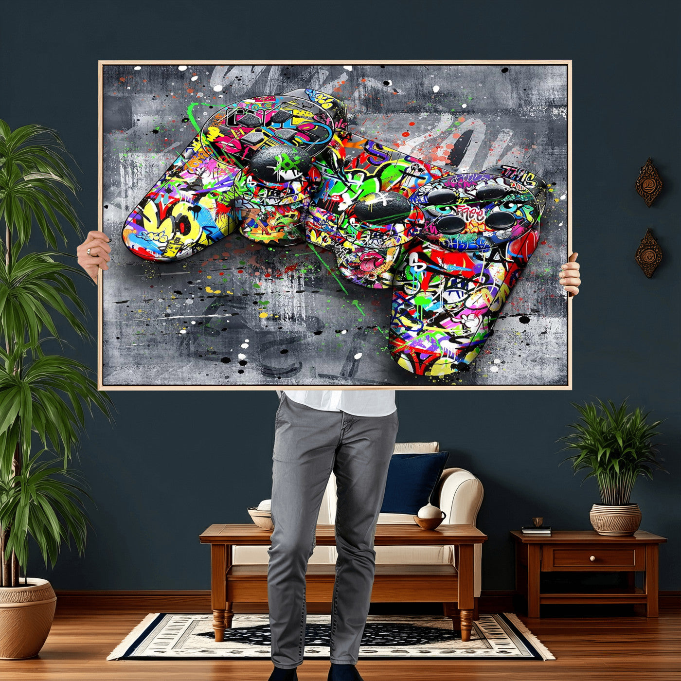 42929610-MGV-CV-36X24 - Graffiti Canvas Wall-Art For Bedroom - Gaming Wall Art For Teen Boys - Abstract Painting Pop Art Modern Home Wall Decor Ready to Hang