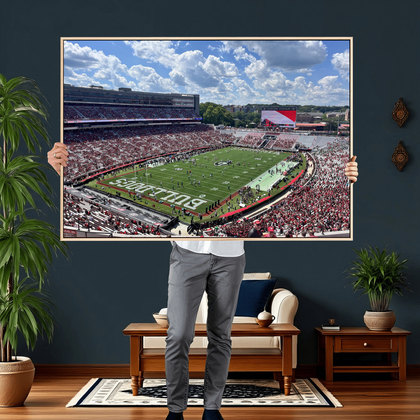 10665453-MGV-CV-36X24 - Georgia Bulldogs Stadium Wall Art Canvas Print, Sanford Stadium Football Field Panorama, College Football Game Day Wall Decor
