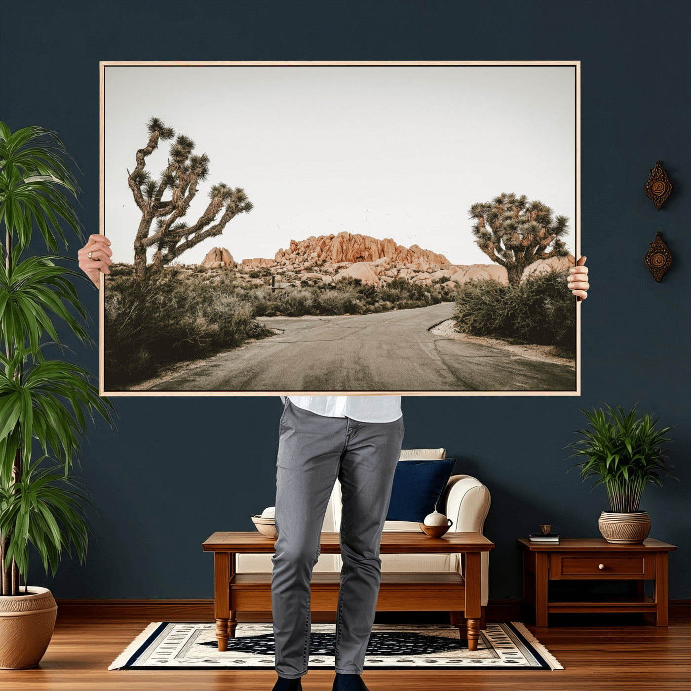 97248544-MGV-CV-36X24 - Joshua Tree Desert Wall Art Canvas Print, Minimal Southwestern Landscape Nature Wall Decor for Modern and Boho Interiors