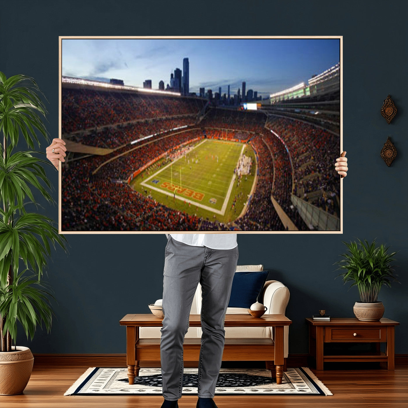 50691720-MGV-CV-36X24 - Chicago Bears Soldier Field Canvas Wall Art, NFL Stadium Panorama Print, Football Arena Photography for Sports Fans