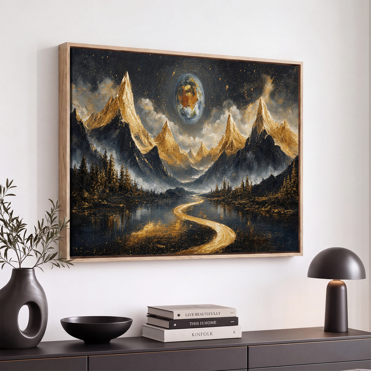 34202127-MGV-CV-36X24 - Abstract Mountain Wall Art Canvas Print Modern Landscape Painting Print
