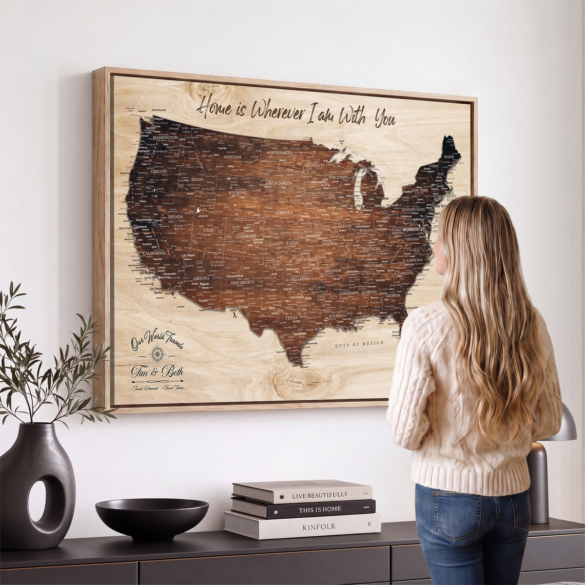 16274332-_Poster-30x20 - Personalized USA Push Pin Travel Map Canvas for Adventure Wall Decor