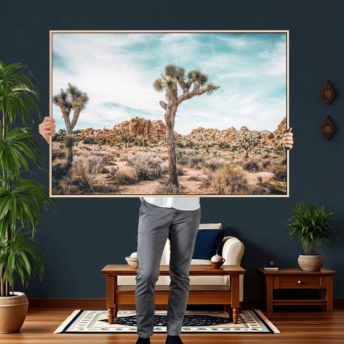 41451127-MGV-CV-36X24 - Joshua Tree National Park Canvas Wall Art Print, Desert Landscape Photography, Southwest Nature Decor - Ready to Hang