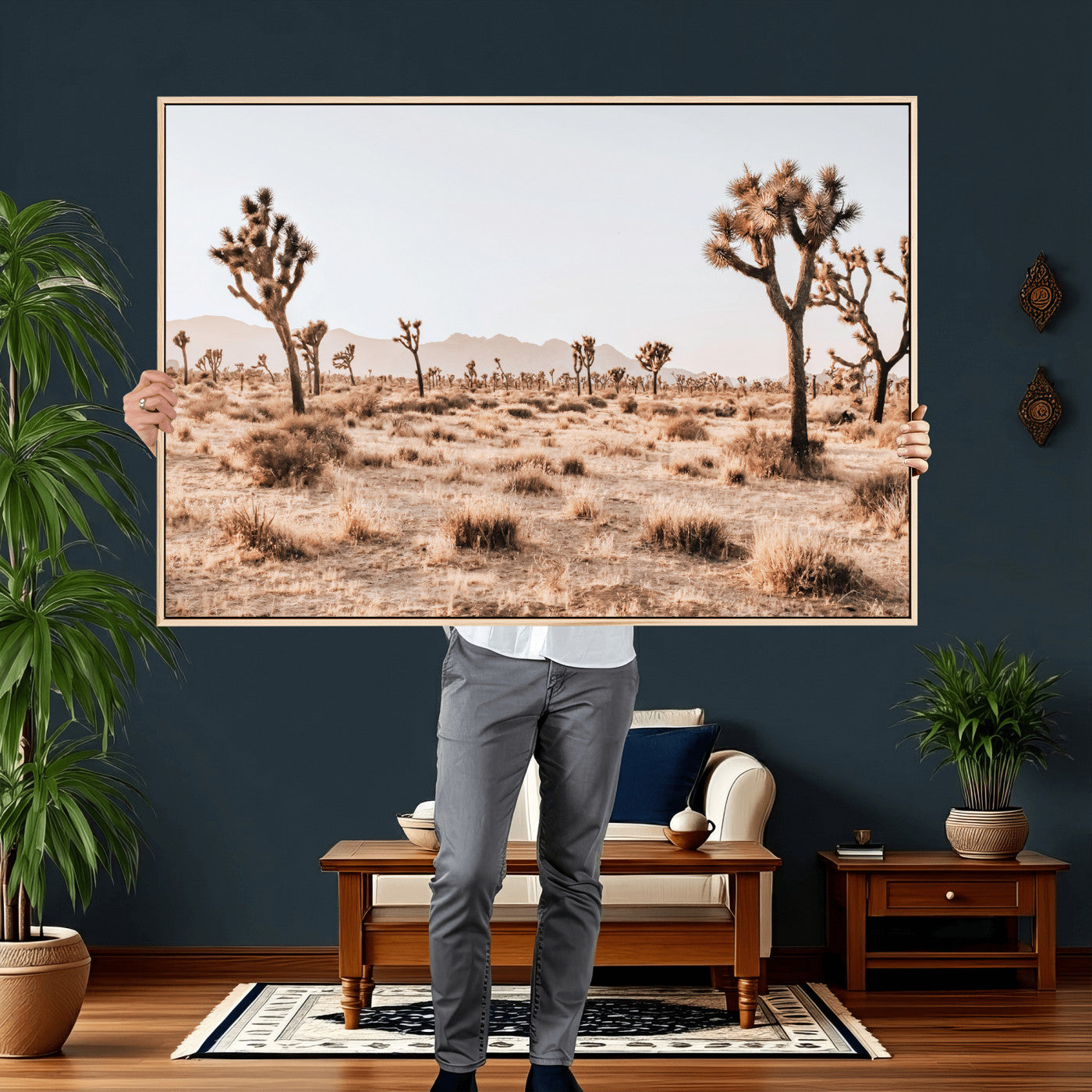 33549408-MGV-CV-36X24 - Joshua Tree Desert Canvas Wall Art Print, Desert Landscape Photography, Boho Southwest Wall Decor, Nature Canvas, Ready to Hang