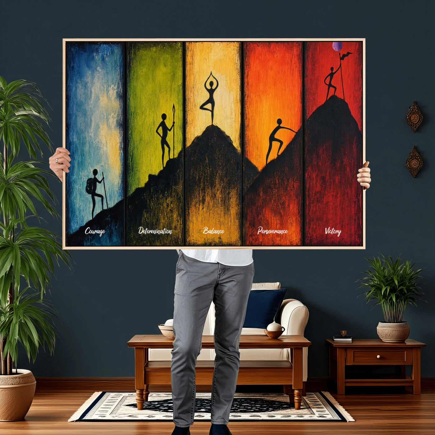59418630-MGV-CV-36X24 - Success Journey Courage to Victory Wall Art Canvas Print - Motivational Office Decor