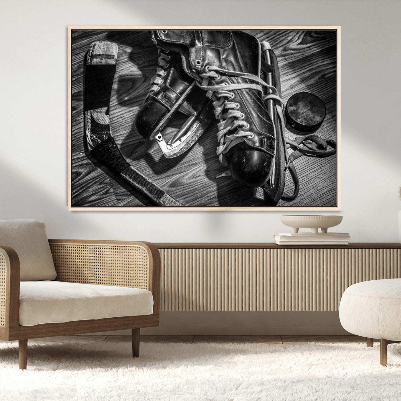 20553-MGV-CV-36X24-Old Pair of Mens Skates Wall Art Canvas, Men Skates Wall Art Print