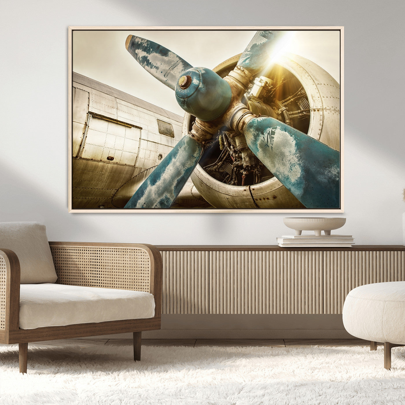 14106-MGV-FC-36X24_Natural-Vintage Airplane Canvas Print