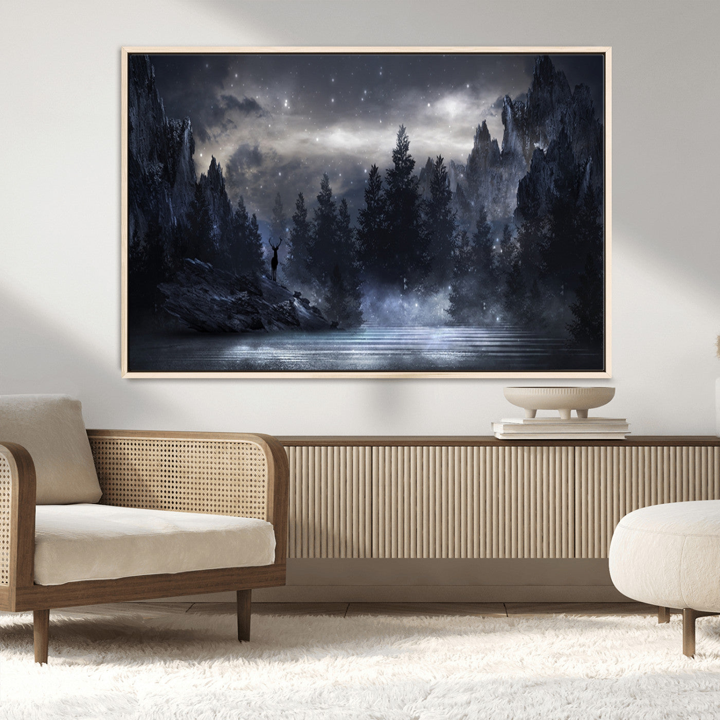 55385-MGV-CV-36X24-Night Landscape and Trees Wall Art Canvas Print