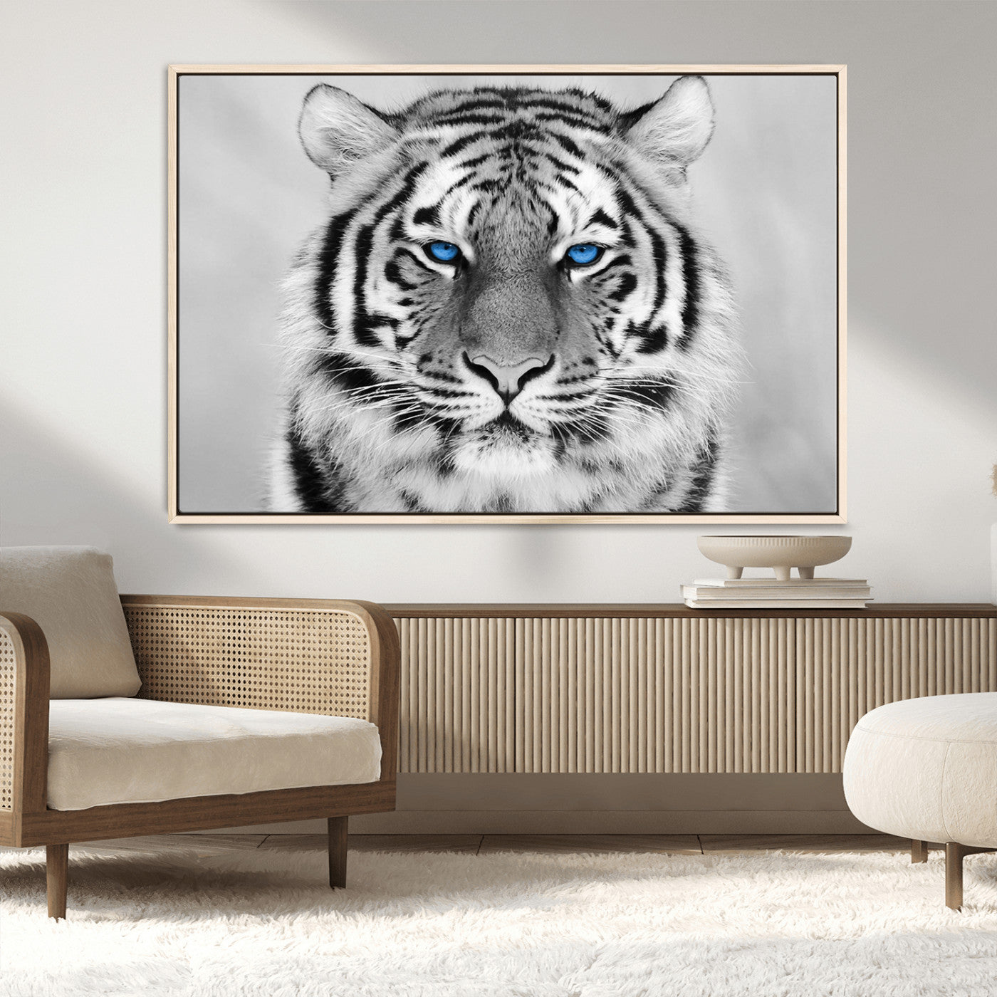 -Black and White Tiger Wall Art Animal Canvas Print