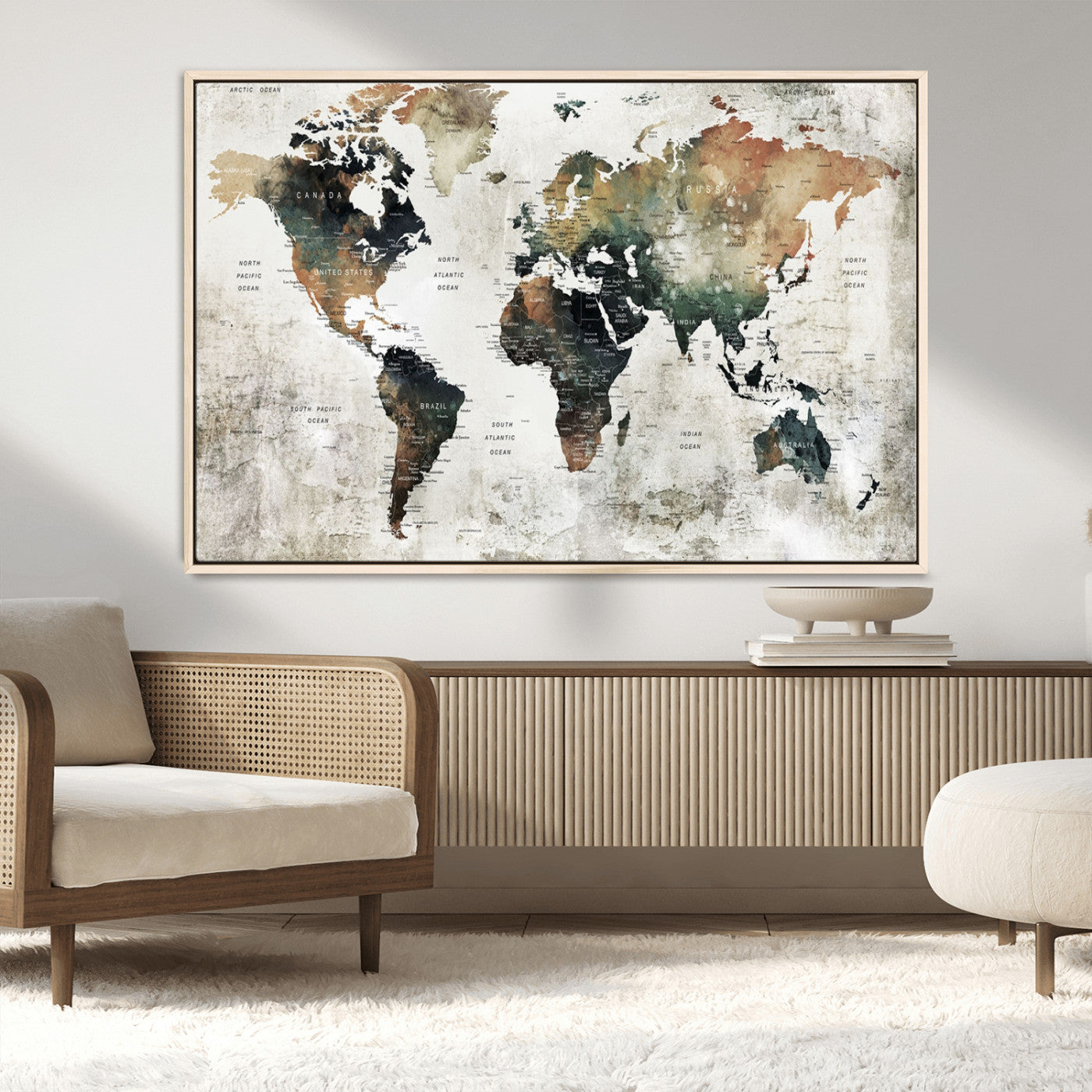19444-MGV-CV-36X24-Push Pin World Map Canvas Print – Travel Tracker Wall Art for Couples, Perfect Anniversary Gift for Home or Office Decor