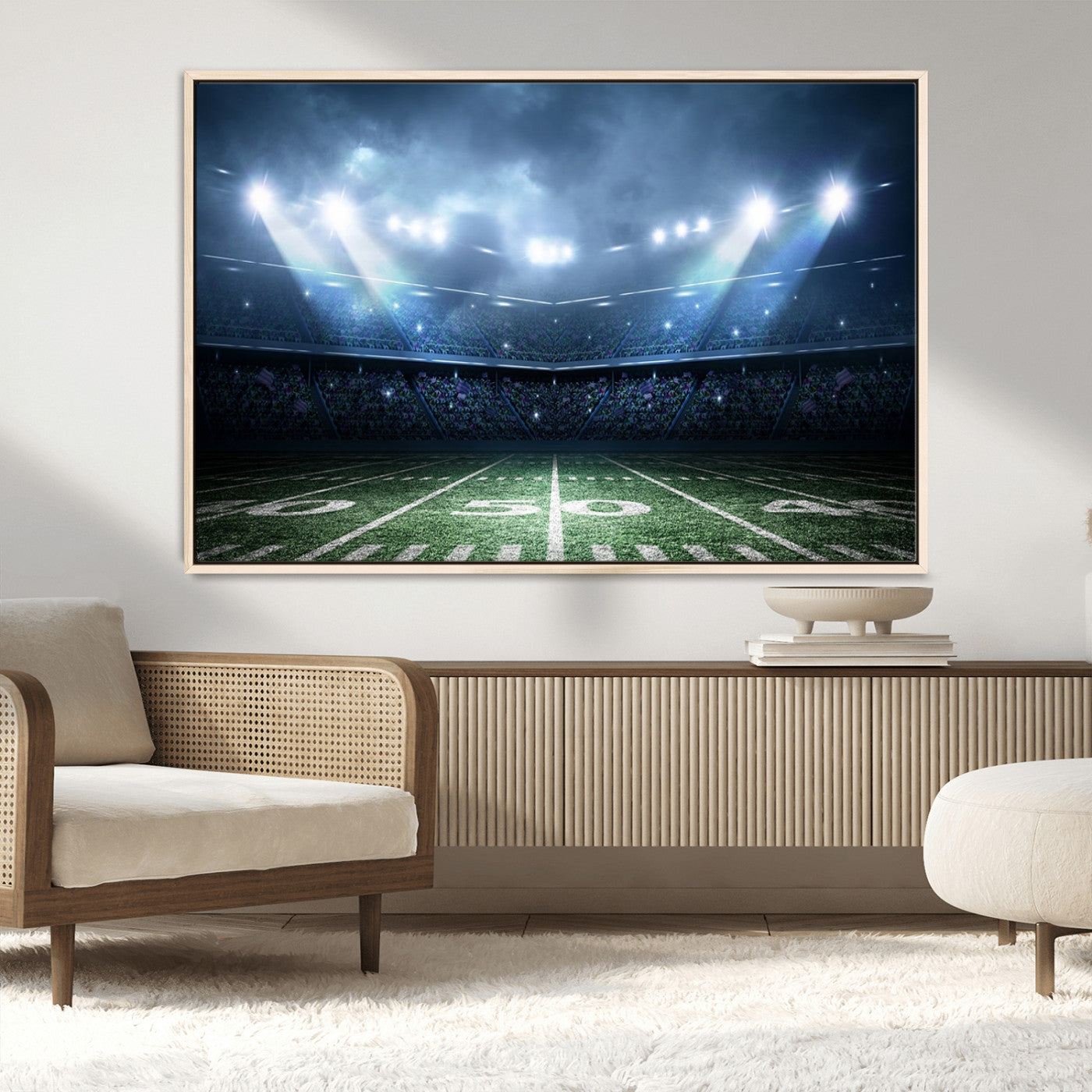 74741-MGV-FC-36X24_Natural-American Football Stadium Wall Art Canvas, American Football Stadium Canvas Print
