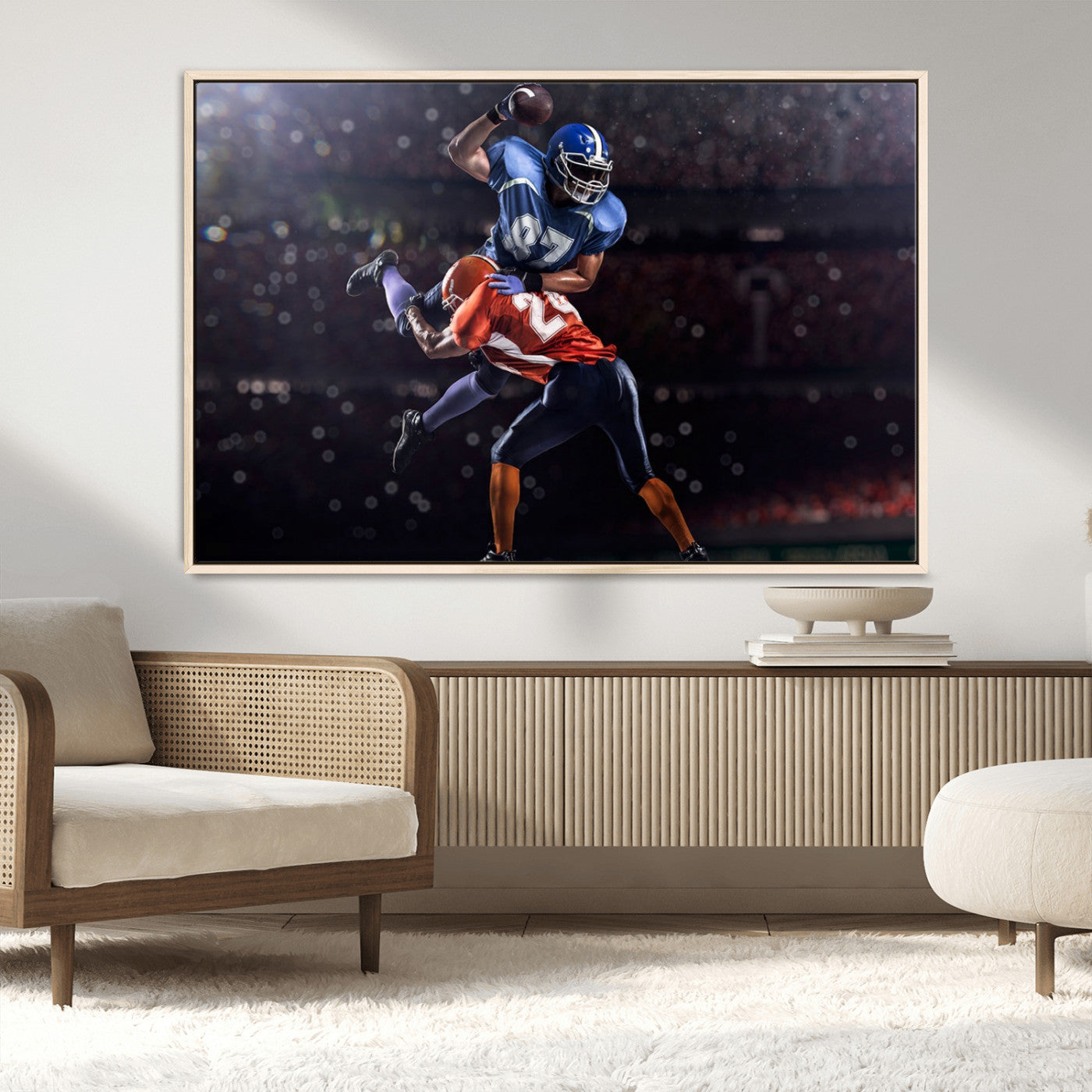 76491-MGV-CV-36X24-American Football Wall Art Canvas Print, Stadium Sport Wall Art Print