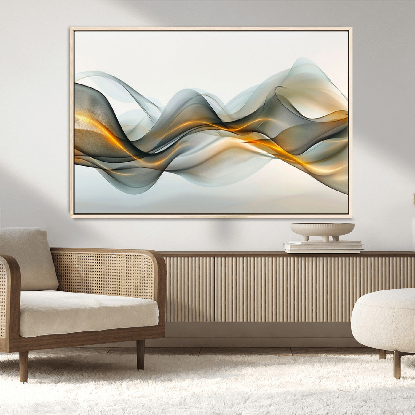 ES1001-MGV-CV-36X24-Abstract Wave Canvas Wall Art – Fluid Contemporary Elegance in Motion – Ready to Hang