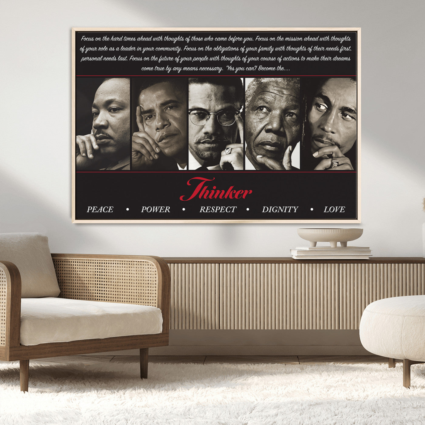 -Thinkers of Wall Art Canvas Print - Inspirational Wall Art Featuring Icons of Peace, Power, and