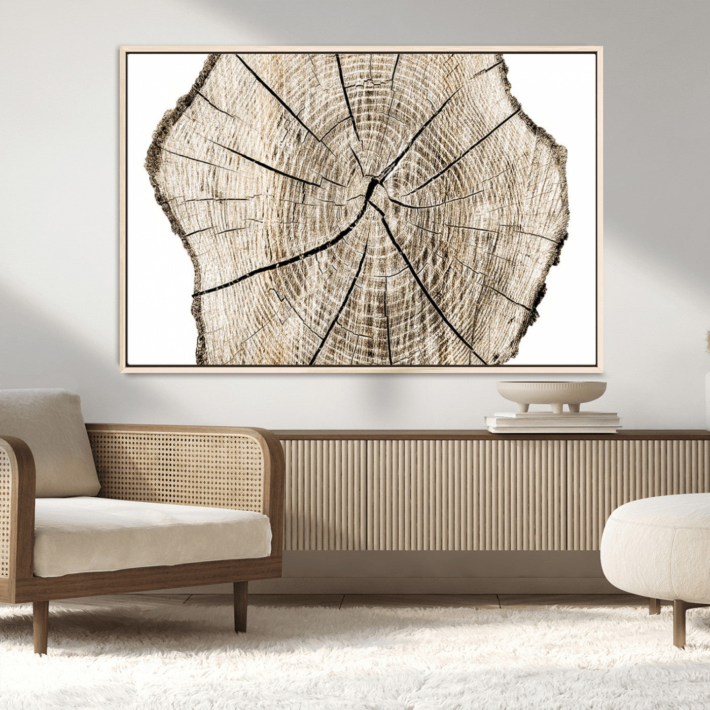 12450-MGV-CV-36X24-Abstract Wood Tree Ring Wall Art - Ready to Hang Minimalist Wooden Design for Rustic & Contemporary