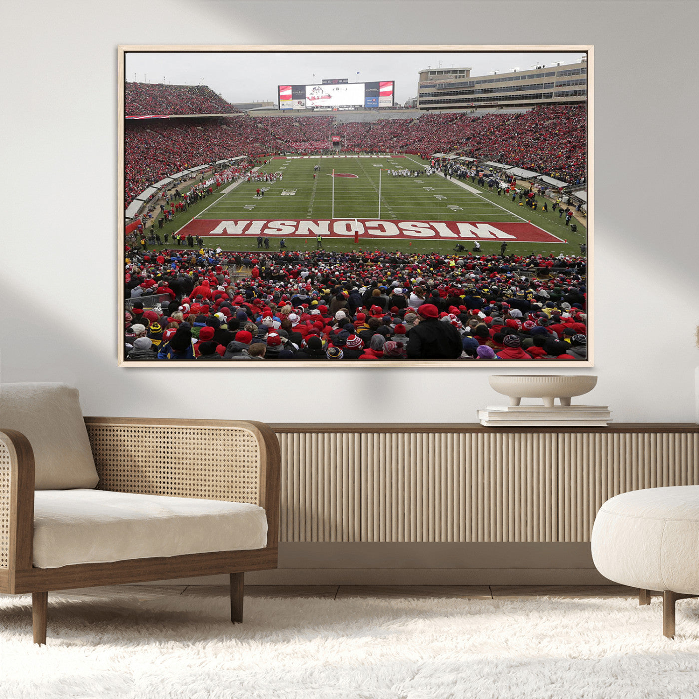 23461-MGV-CV-36X24-Wisconsin Badgers Team Print Canvas - Madison Camp Randall Stadium Wall Art Canvas Print