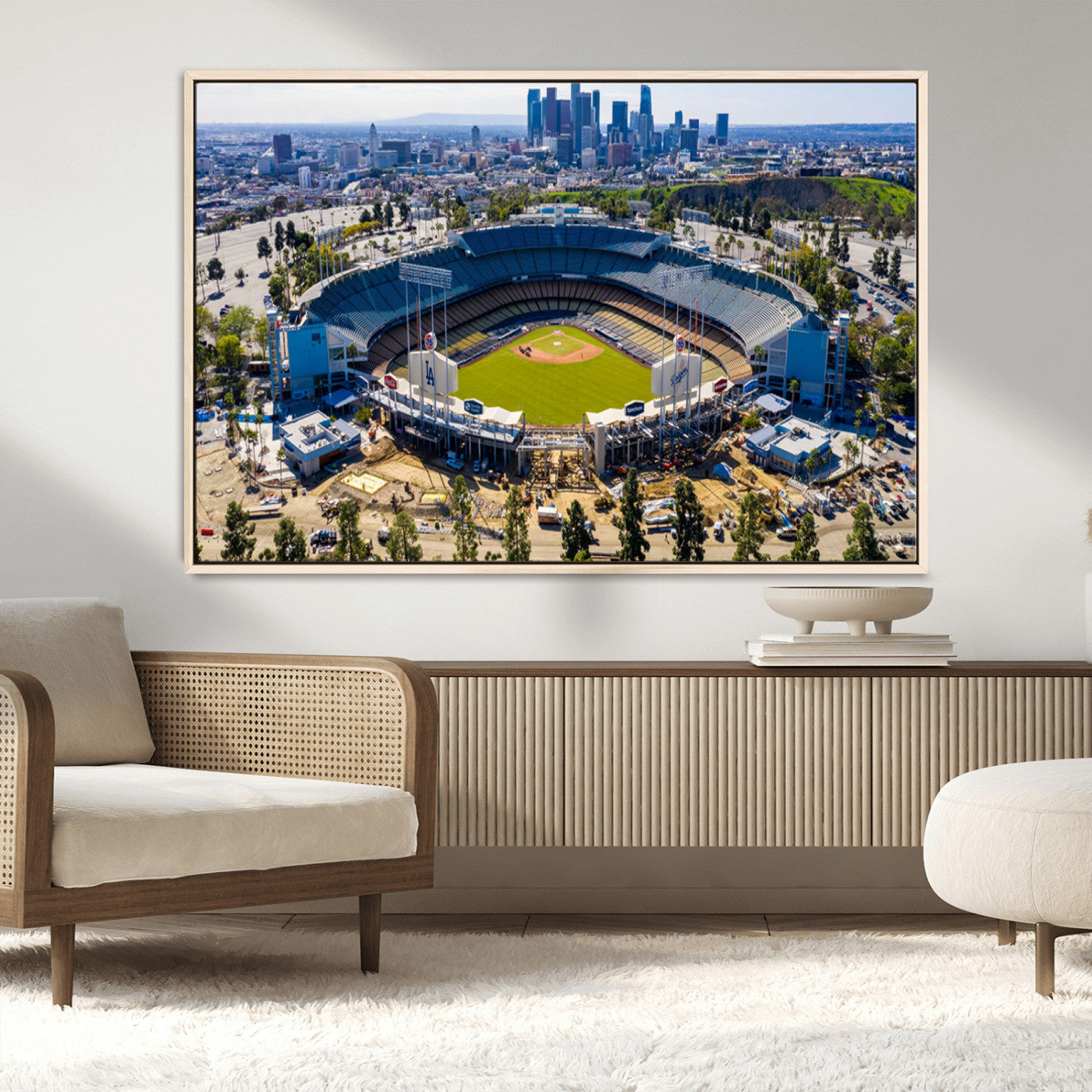 58596-MGV-CV-36X24-Los Angeles Dodgers Dodger Stadium Wall Art Canvas Print - MLB Baseball Stadium, Framed Los Angeles