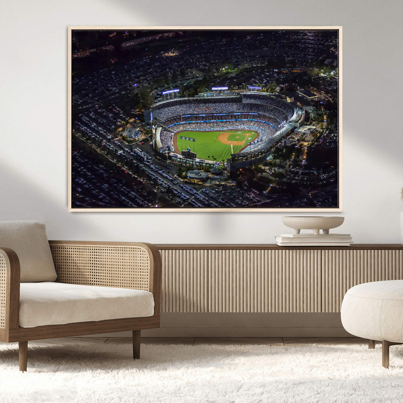 20932-MGV-FC-36X24_Natural-Los Angeles Dodgers Dodger Stadium Wall Art Canvas Print - MLB Baseball Stadium