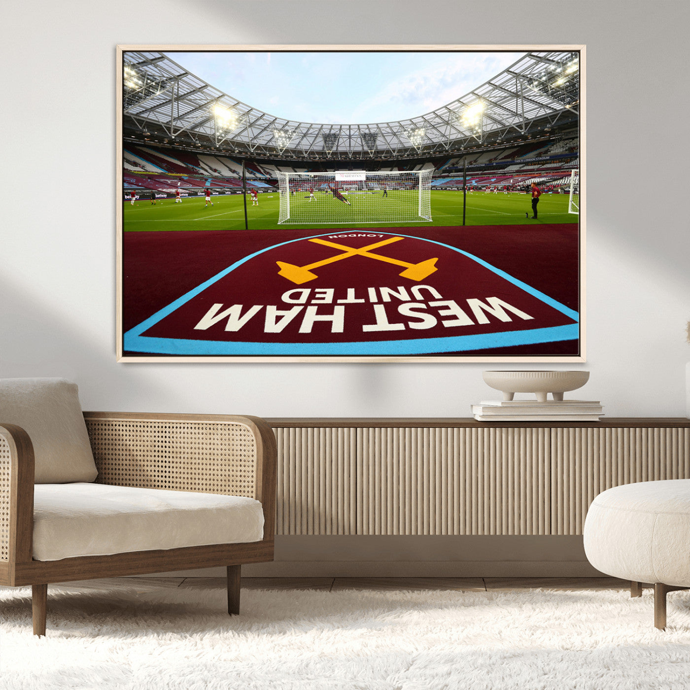 77367-MGV-FC-36X24_Natural-West Ham United FC Stadium Canvas Wall Art – London Stadium Football Print – Premier League Team