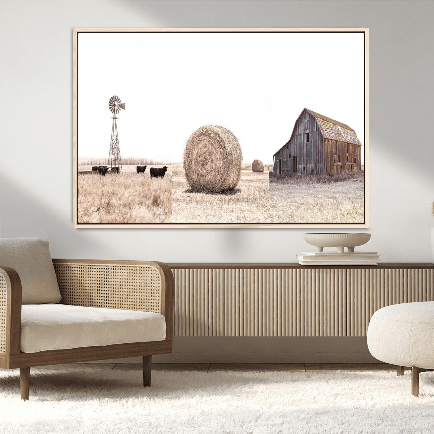 30918-MGV-CV-36X24-Rustic Farmhouse Wall Art Set of 3 – Country Barn and Wheat Field | Farm Prints for Country Home and