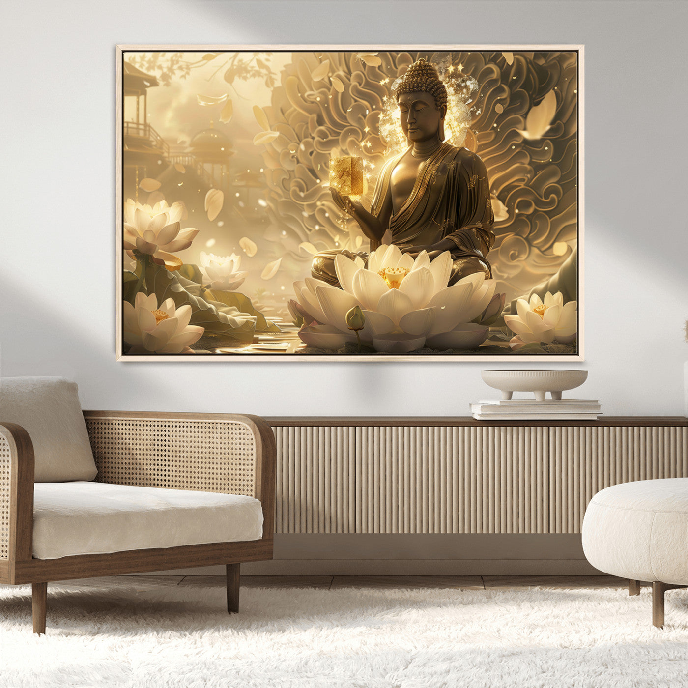 -Golden Buddha Wall Art | Yoga Room Decor and Meditation Room Wall Art | Framed and Ready to Hang