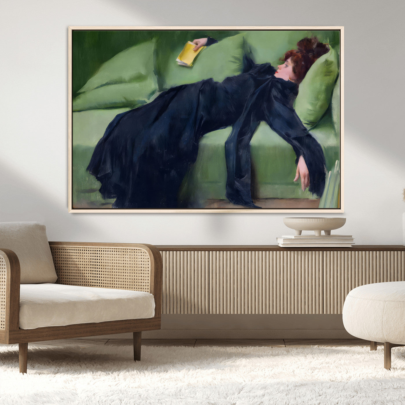 17725-MGV-FC-36X24_Natural-Decadent Girl by Ramon Casas Wall Art Canvas Print, Framed Decadent Girl Canvas Print