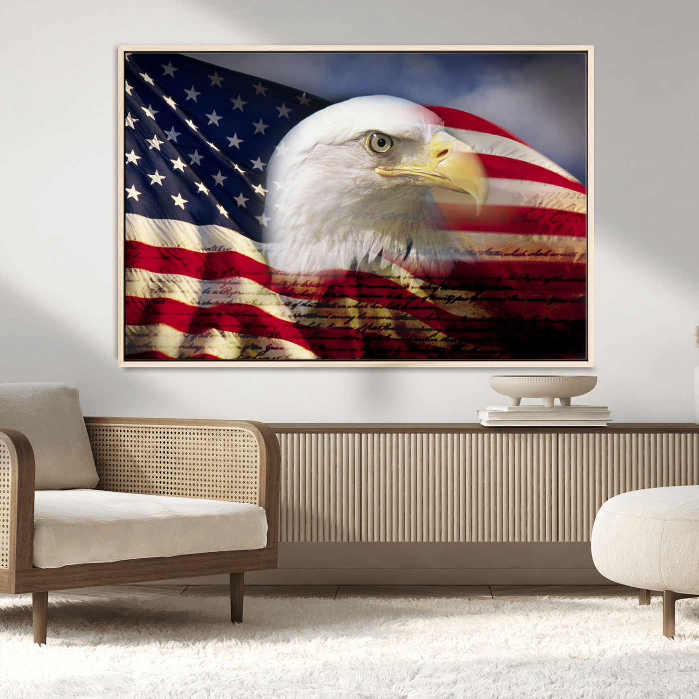 30313-MGV-CV-36X24-American Flag Eagle Symbol Wall Art, American Flag Eagle Wall Art Canvas Print