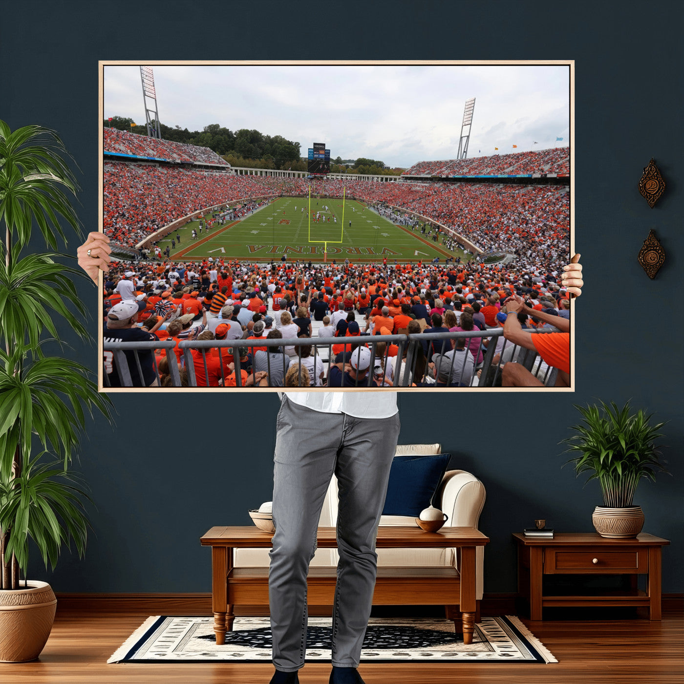 63606-MGV-CV-36X24 - Virginia Cavaliers Football Team Print - Charlottesville Scott Stadium Print Wall Art Canvas