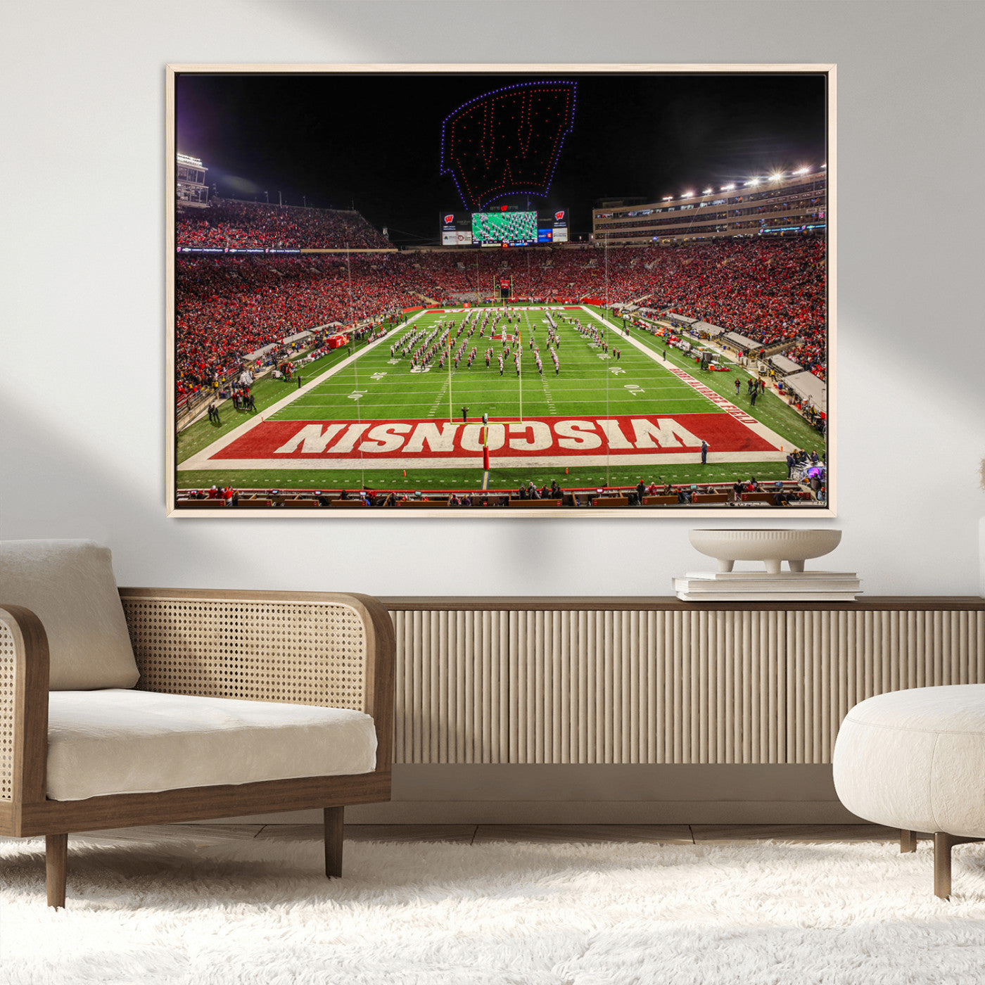 34125-MGV-CV-36X24-Wisconsin Badgers Football Team Print Canvas- Madison Camp Randall Stadium Wall Art Canvas Print