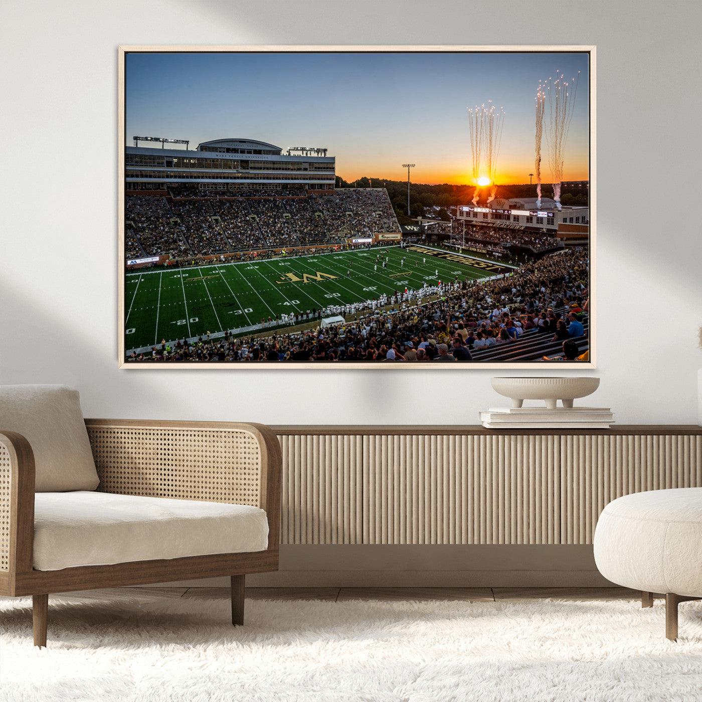 29253-MGV-FC-36X24_Natural-Demon Deacons Football Team Print Canvas- Winston-Salem Allegacy Federal Credit Union Stadium Wall