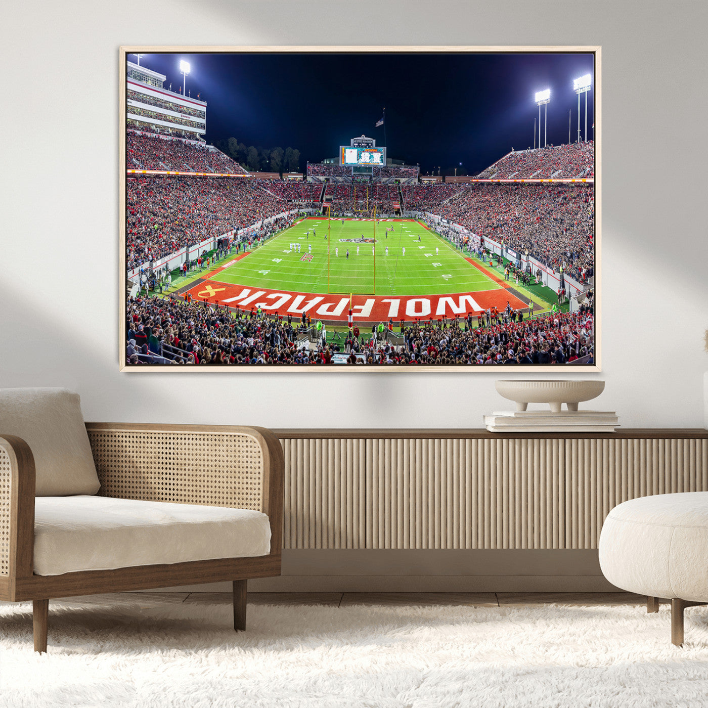80943-MGV-CV-36X24-Wolfpack Football Team Print - Raleigh Carter-Finley Stadium Wall Art Canvas Print
