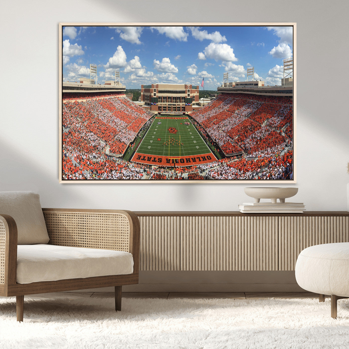 65192-MGV-FC-36X24_Natural-Oklahoma State Cowboys Football Team Print - Stillwater Boone Pickens Stadium Wall Art Canvas Print