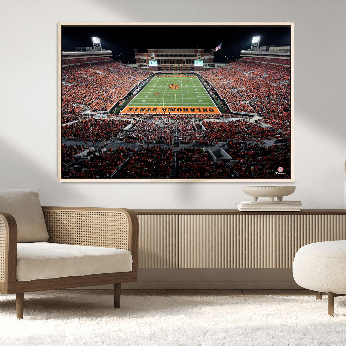 81675-MGV-FC-36X24_Natural-Boone Pickens Stadium Wall Art Oklahoma State Cowboys Print Framed Sports Canvas Art for Home, Office, Living Room