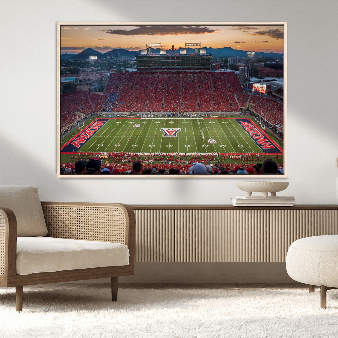 99722-MGV-CV-36X24-Framed Arizona Wildcats Football Team Print - Tucson Arizona Stadium Wall Art Canvas Print