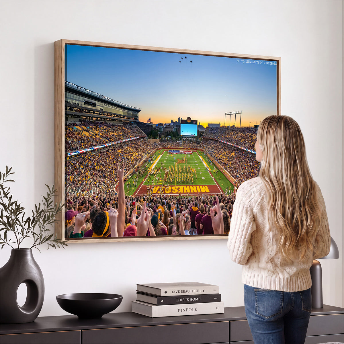 63452-PAN-FL-20X10 - University of Minnesota Golden Gophers Football Team Print - Minneapolis Huntington Bank Stadium