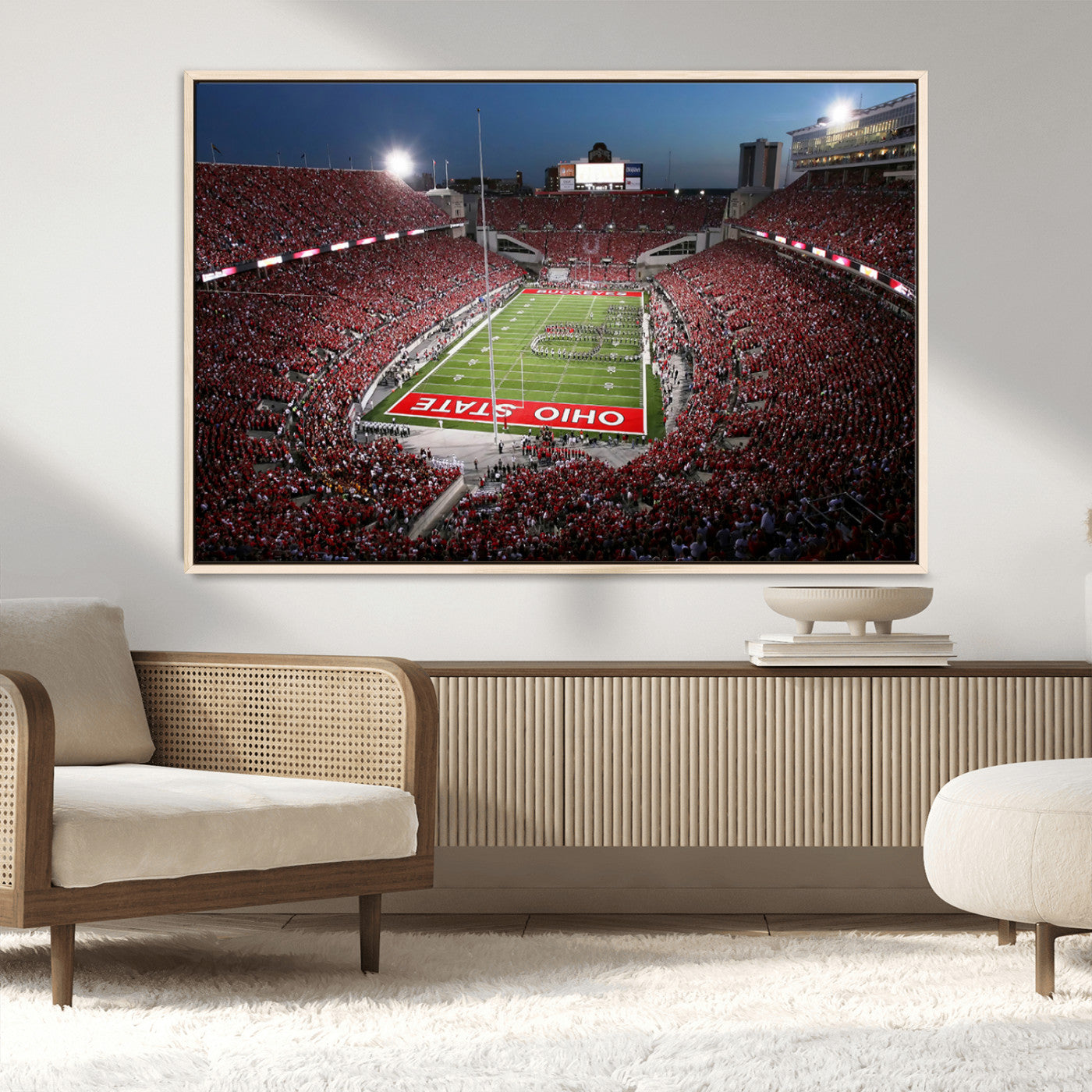 -Ohio State University Buckeyes Football Team Print - Columbus Ohio Stadium Wall Art Canvas Print