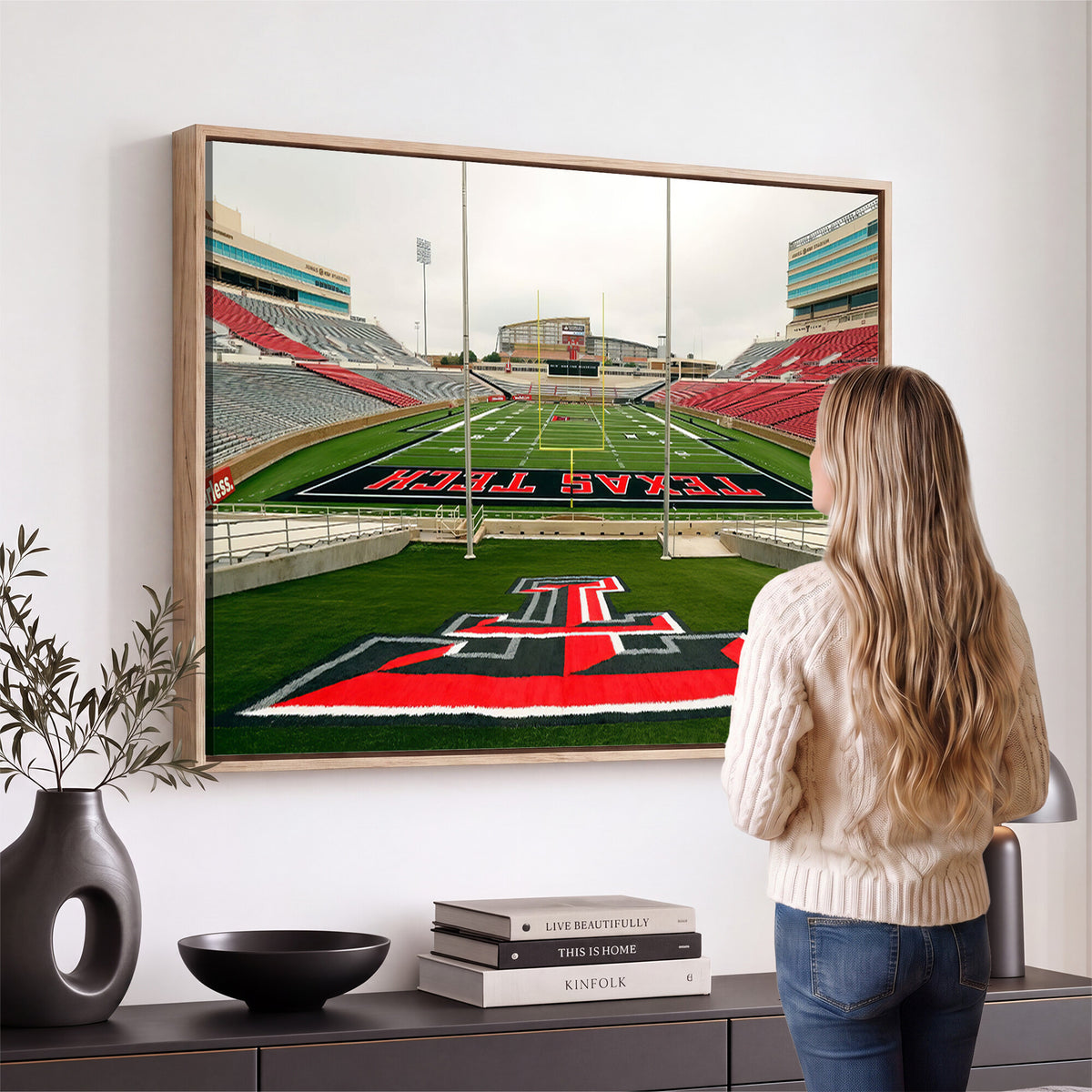 43169-PAN-FL-20X10 - Texas Tech Red Raiders Football Team Print - Lubbock Jones AT&T Stadium Wall Art Canvas Print