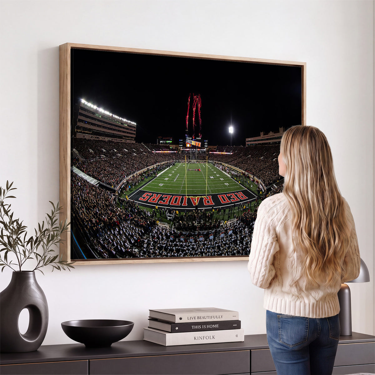 83122-PAN-FL-20X10 - Framed Texas Tech Red Raiders Stadium Canvas, Texas Tech Red Raiders Football Team Print - Lubbock