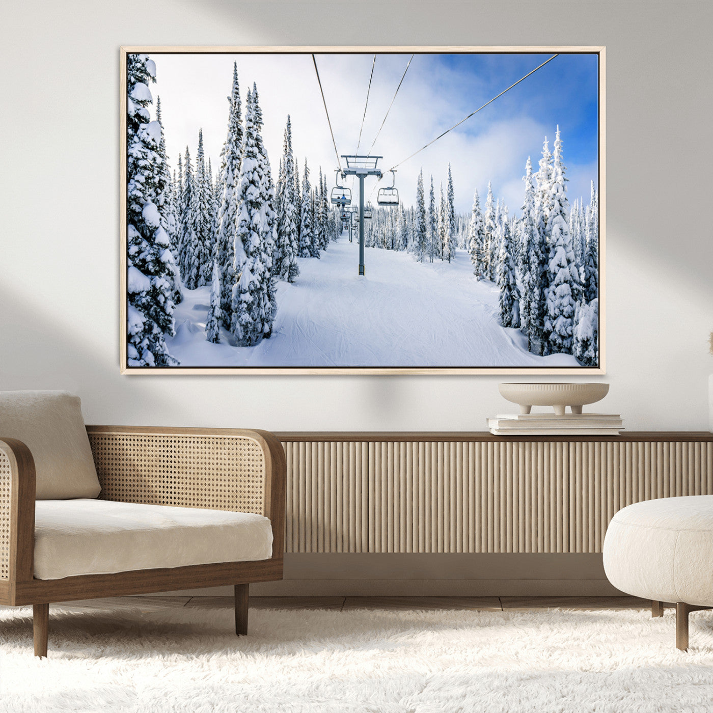 21569-MGV-CV-36X24-Winter Ski Lift Wall Art Print - Landscape Wall Art | Snowy Mountain Adventure | Perfect for Cabin