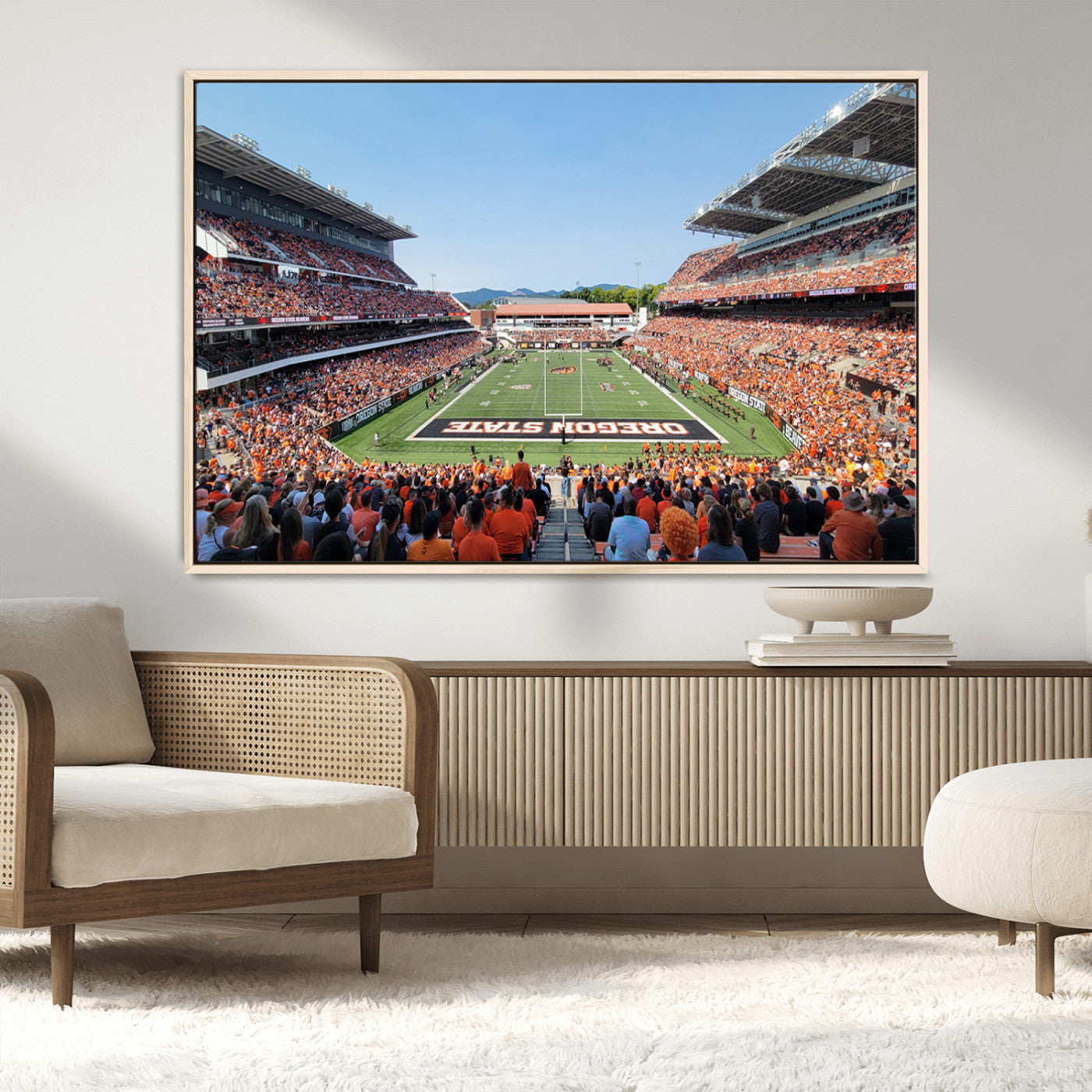 35211-MGV-CV-36X24-Oregon State Beavers Football Team Print - Corvallis Reser Stadium Wall Art Canvas Print