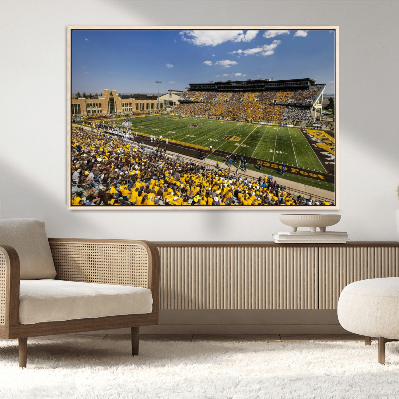75112-MGV-FC-36X24_Natural-University of Wyoming Cowboys Football Team Print - Laramie Jonah Field War Memorial Stadium Wall