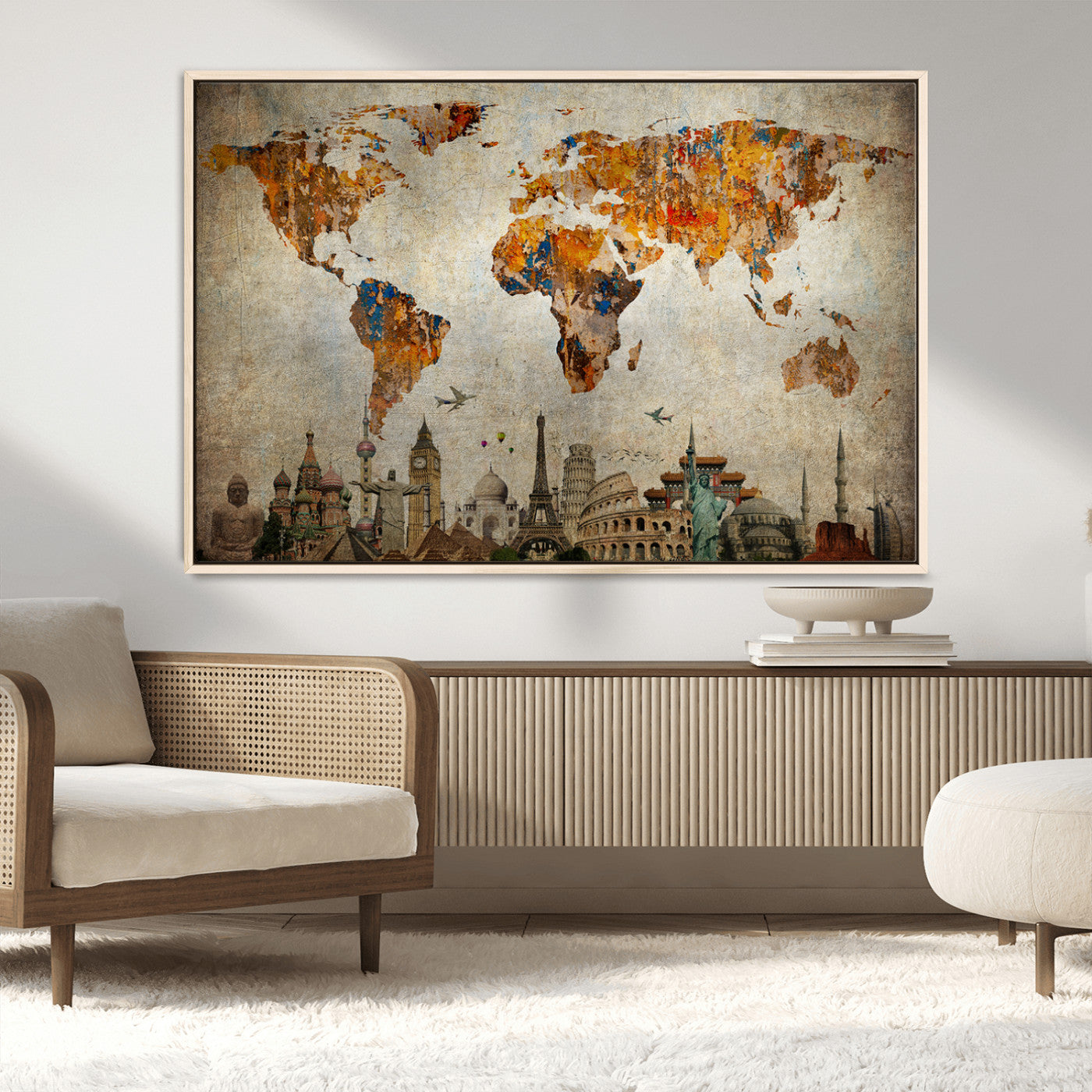 54918-MGV-CV-36X24-Push Pin World Map Canvas Print – Travel Tracker Wall Art for Couples, Perfect Anniversary Gift for Home or Office Decor