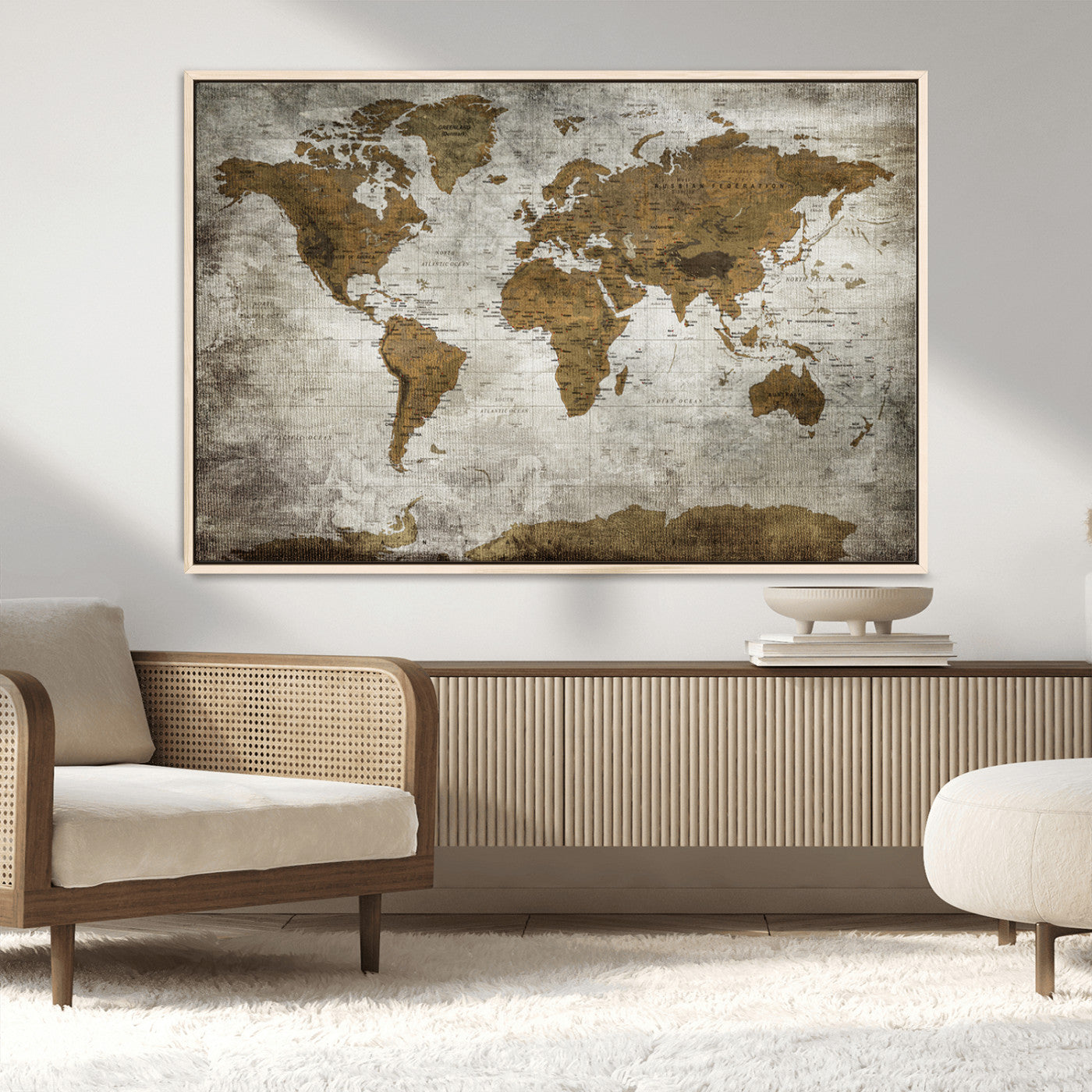 -Push Pin World Map Canvas Print – Travel Tracker Wall Art for Couples, Perfect Anniversary Gift for Home or Office Decor